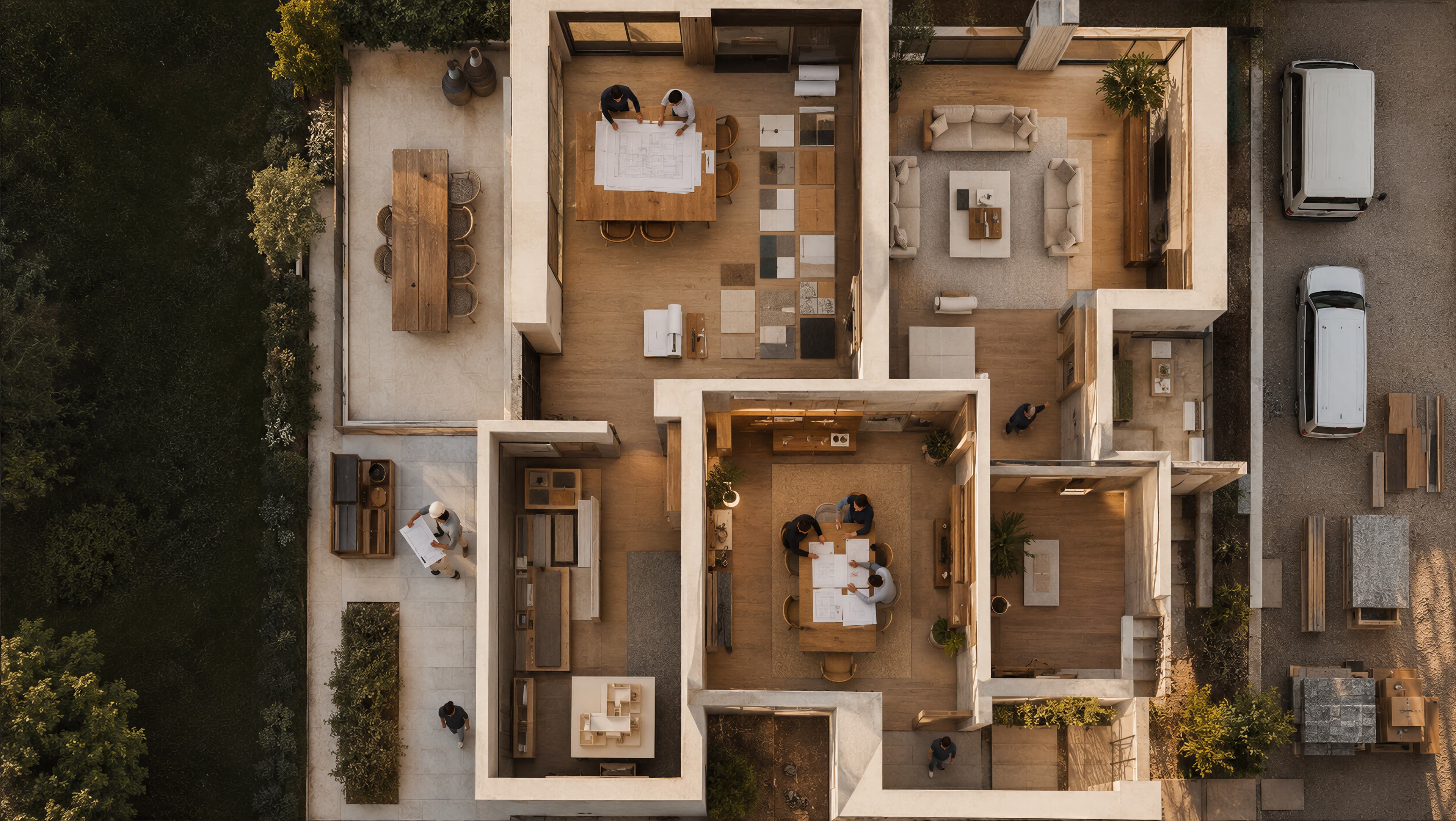 Zenithal view of a luxury residential architecture project